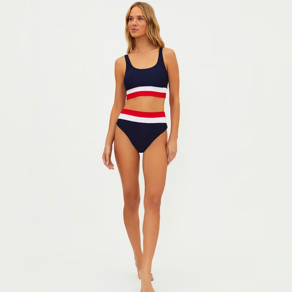 ▪️Beach Riot Mackenzie Bikini Top in Liberty Colorblock Red White Blue XS - Picture 3 of 11